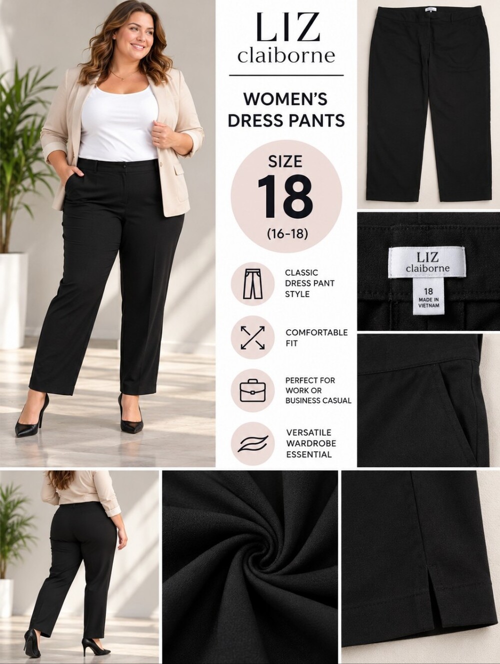 Liz Claiborne Women's size 18 black dress pants #38